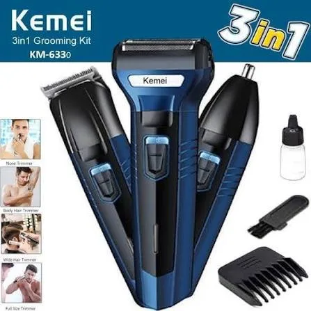 Kemei KM-6330 Electric Hair Clipper – 3-in-1 Rechargeable Grooming Kit