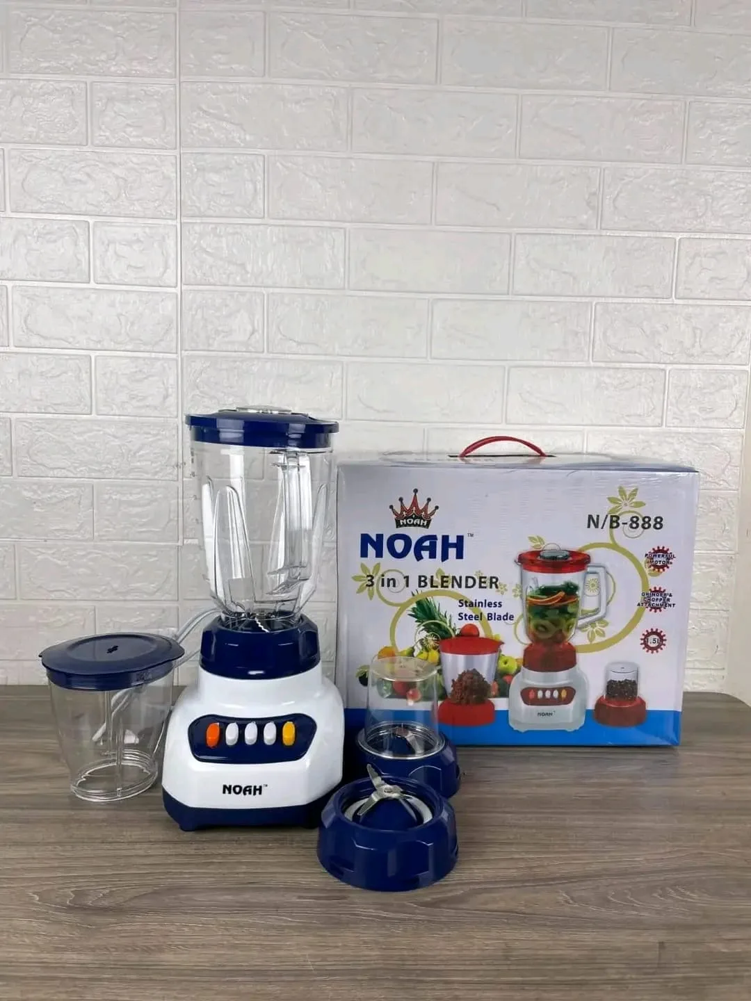 NOAH 3 in 1 Blender N/B-888 – Stainless Steel Blade