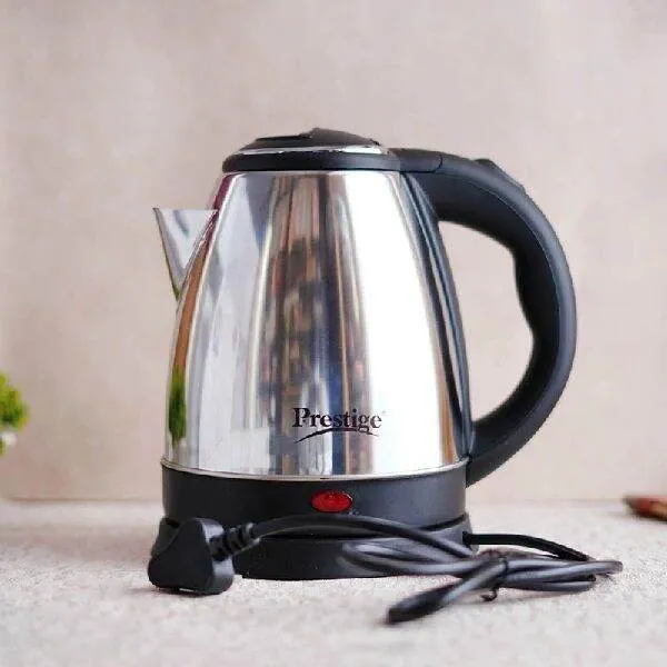 Prestige 2L Stainless Steel Electric Kettle with Overheat Protection and Fast Boiling - Silver and Black